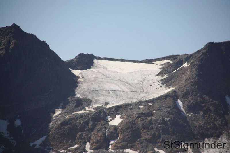 oberes Gletscherbecken am 15.8.09, noch mit Schneeauflage im oberen Teil