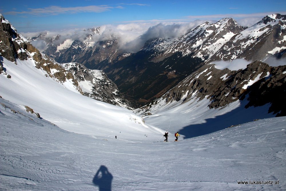 Schlauchkar, Blick ins Karwendeltal