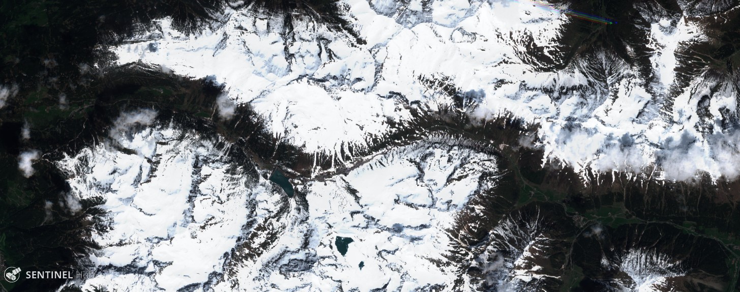 Satellitenbilder zur Schneeschmelze im Juni 2019 Nördliche Stubaier Alpen