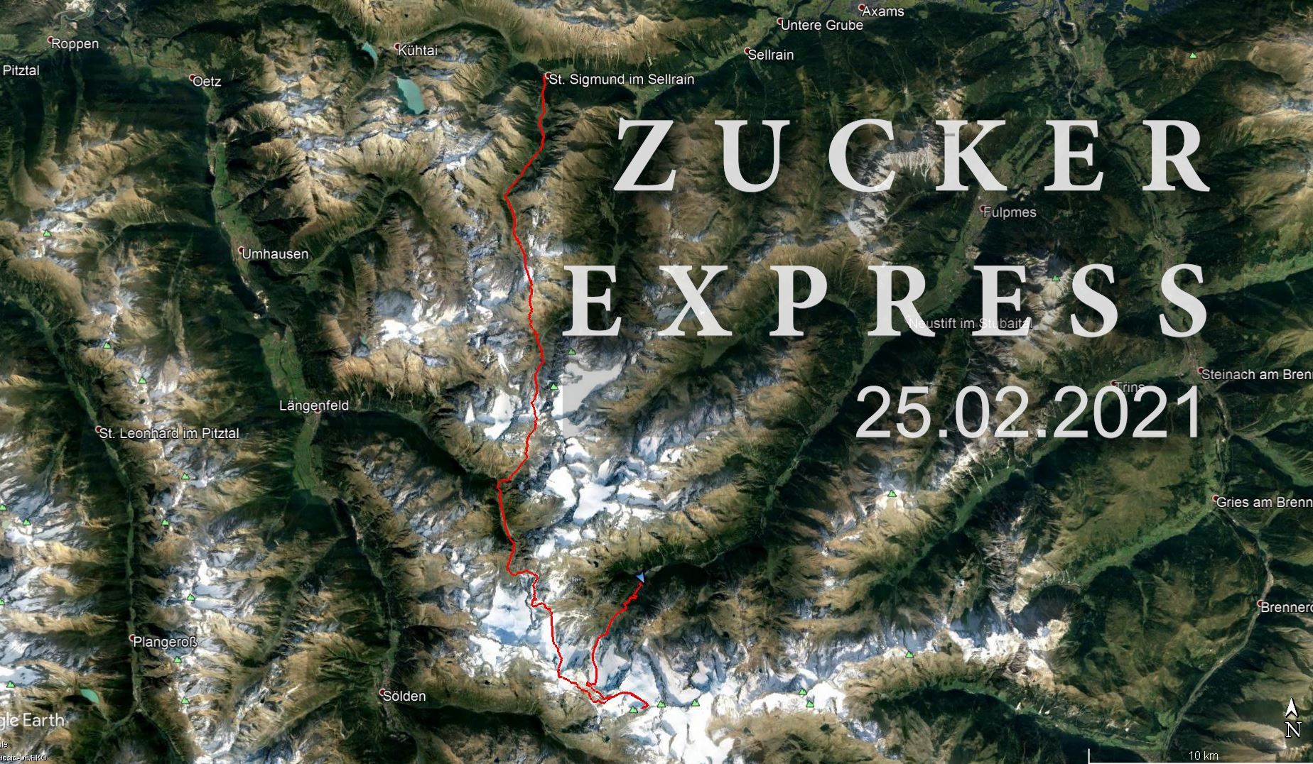 25.02.2021 | ZUCKER EXPRESS | Zuckerhütl von St. Sigmund im Sellrain Der höchste Berg der Stubaier Alpen von der Haustür aus