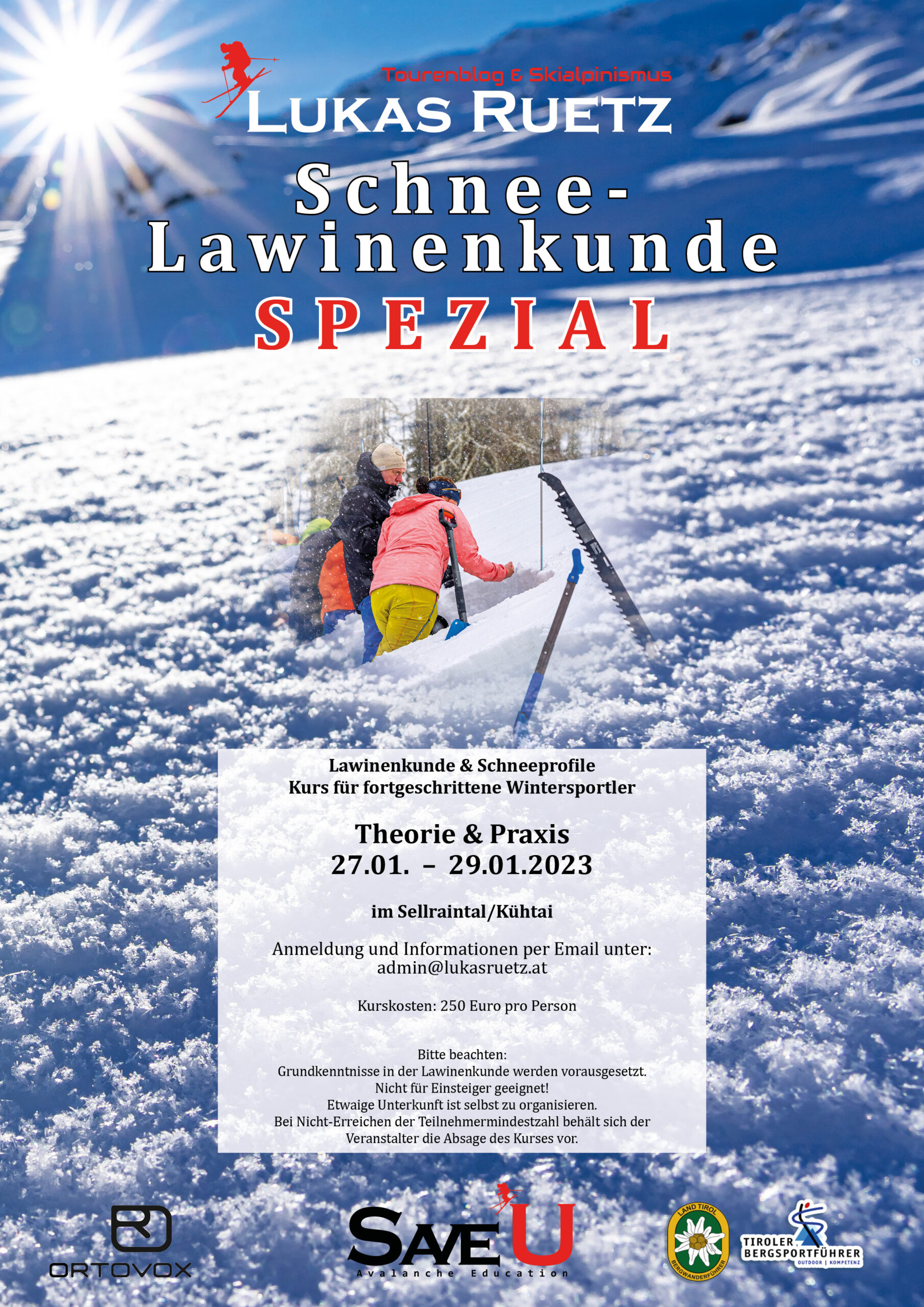 Schnee & Lawinenkunde – Spezialkurs: 27. – 29.01.2023 Ausschreibung