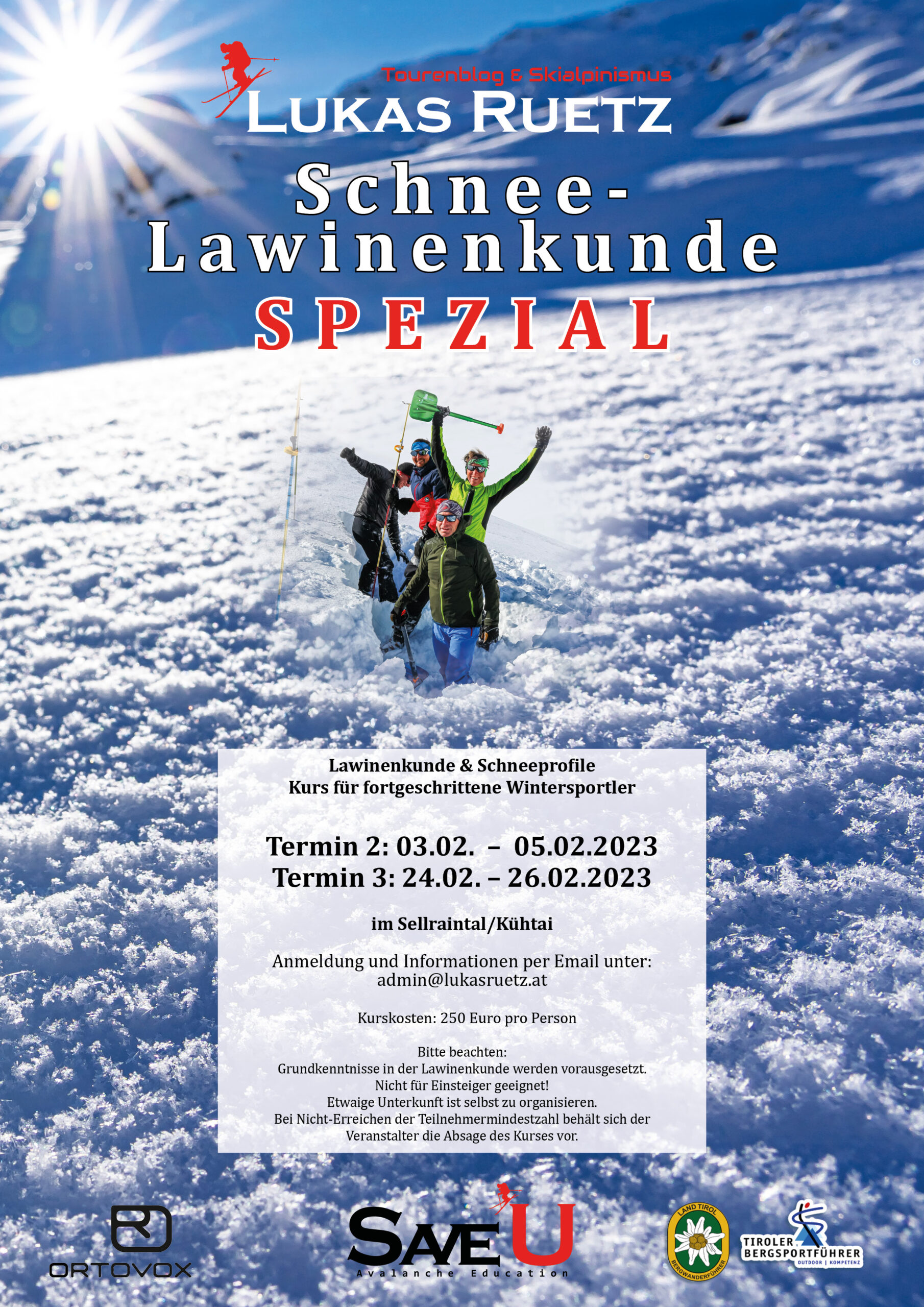 Schnee & Lawinenkunde – Spezialkurs: Termin 2 & 3 | Winter 2022/23