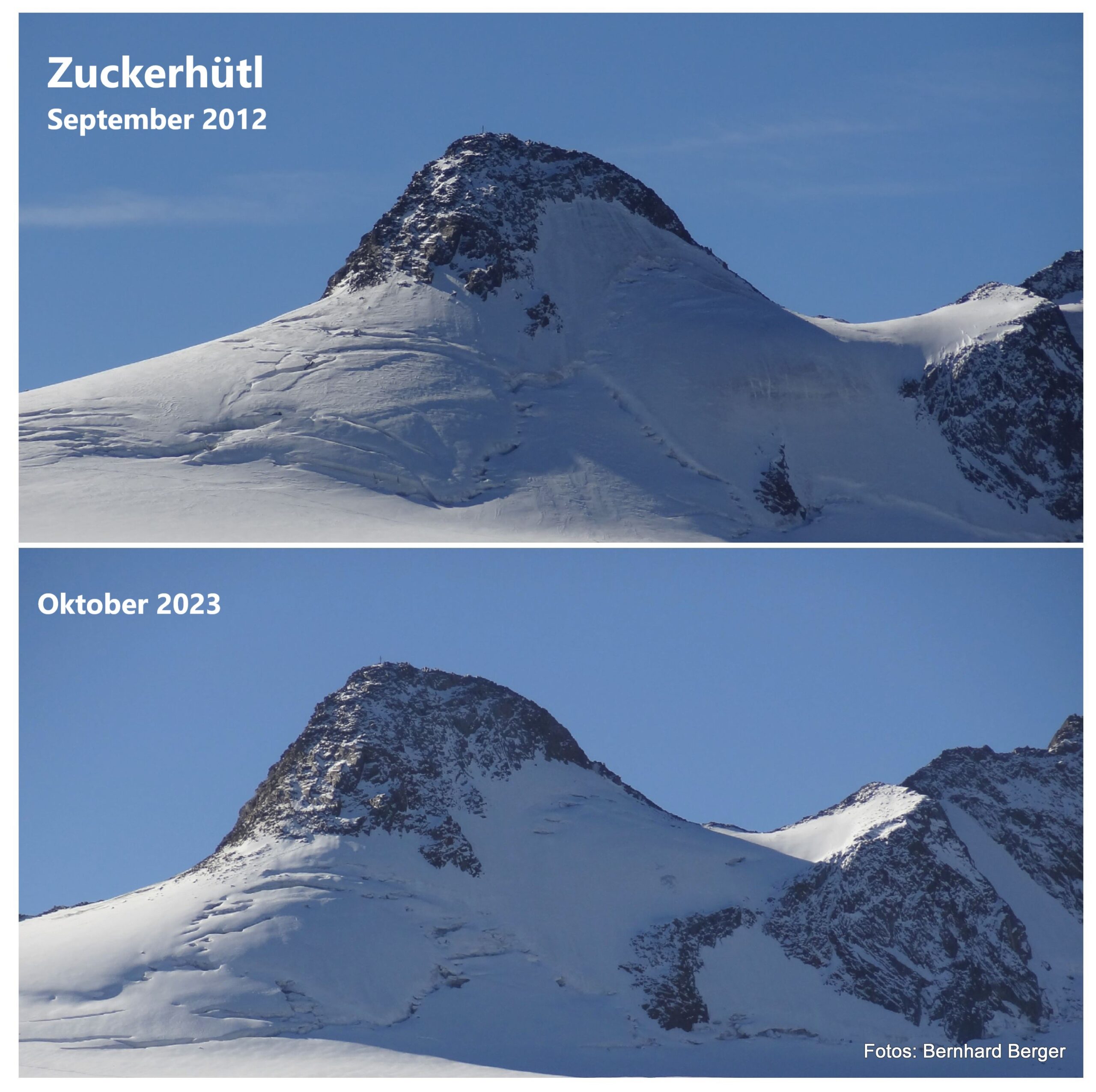 Gletschervergleiche Sulzenauferner & Fernerstube 2012 – 2023 (Zuckerhütl)