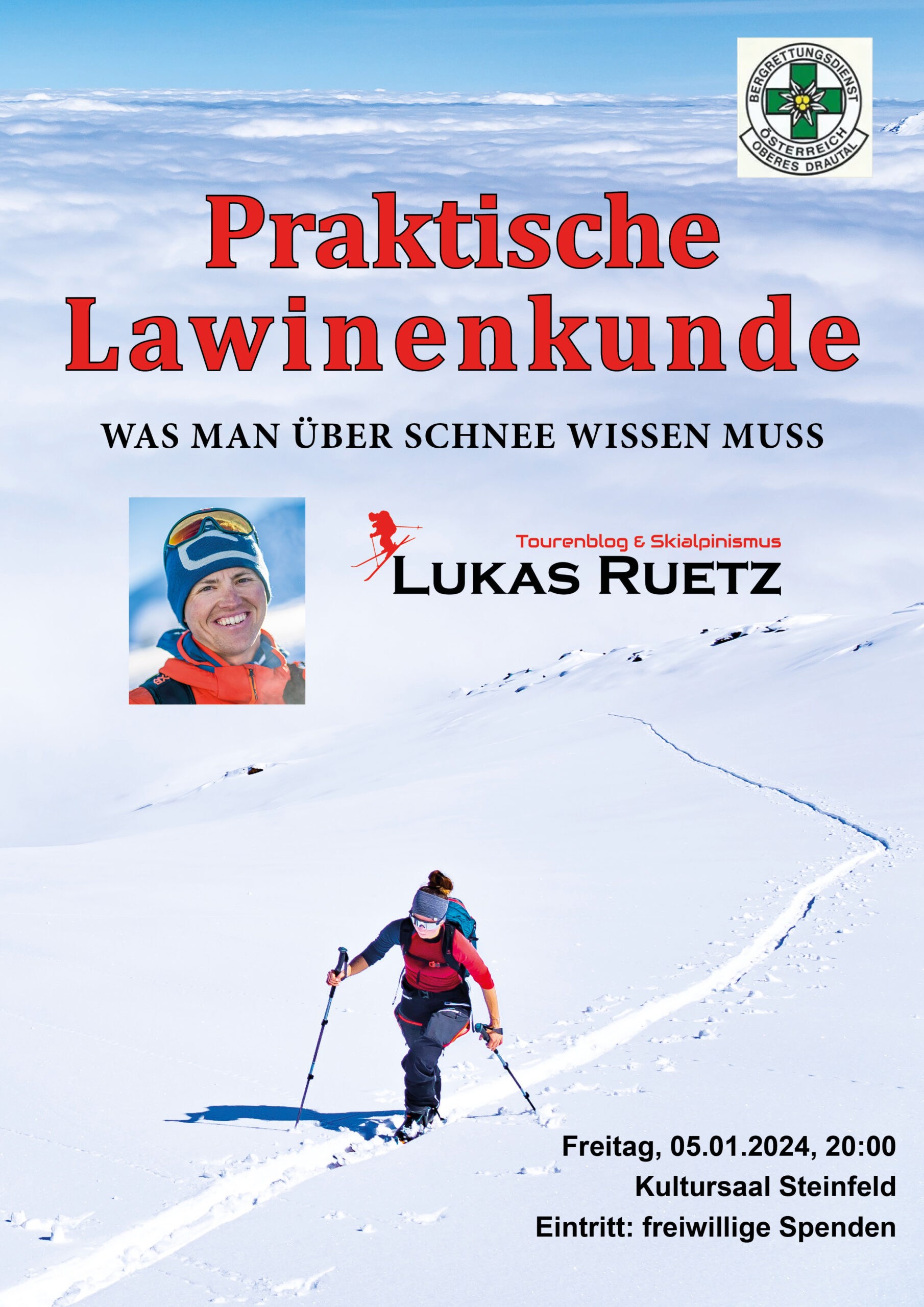 Vortrag: Praktische Lawinenkunde –  Freitag, 05.01.2024 / Steinfeld im Drautal für Oberkärntner und Osttiroler